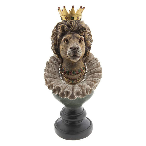 Clayre &amp; Eef Christmas decorative resin statue Lion with crown 22x15x40 cm