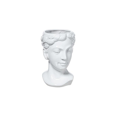 L'ARTE DI NACCHI Vaso a forma di testa ceramica bianca 16x18x26 cm DL-92