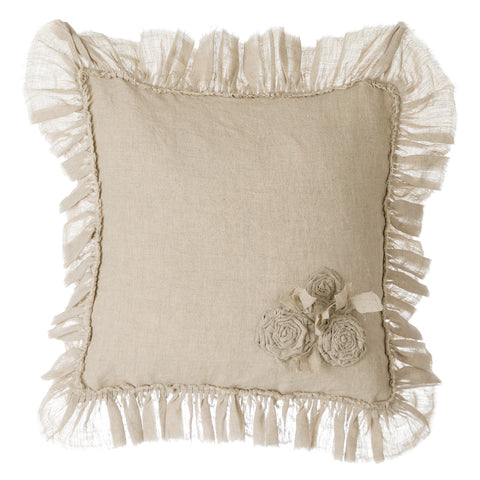 BLANC MARICLO Decorative cushion with roses GRETA GARBO linen and cotton 45x45cm A28562