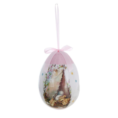 BLANC MARICLO' Decorazione uova albero Pasqua fiori e pulcini rosa 14.3x14,3x20 cm