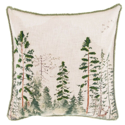Blanc Mariclò Ecru Christmas cushion with "Le Regine" print and embroidery 50x50 cm