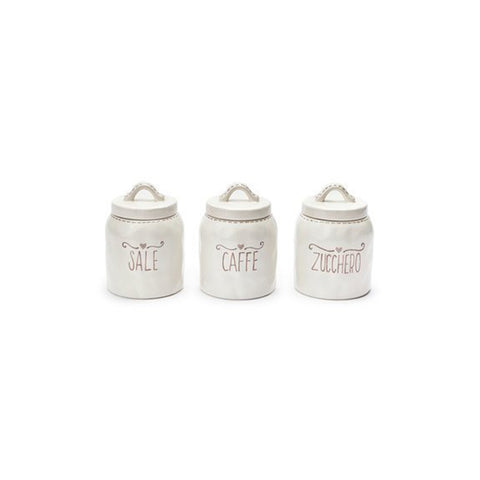 FABRIC CLOUDS Tris of white porcelain jars H16 cm DJC20174