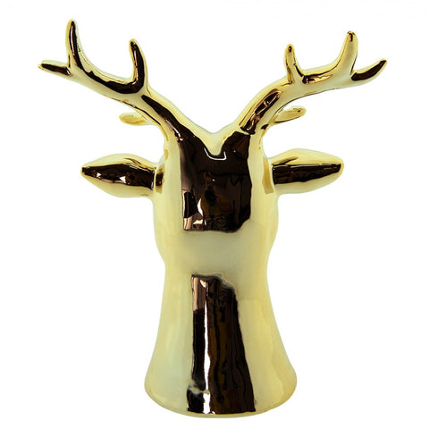 Clayre & Eef Statuina natalizia Cervo in porcellana oro lucido 3 varianti (1pz)