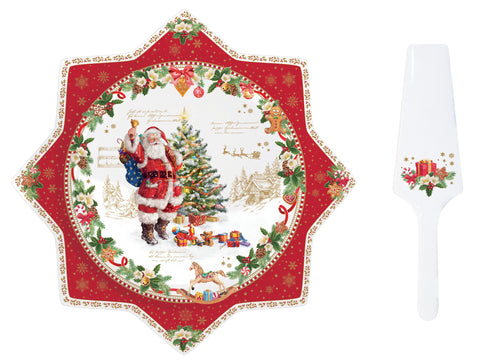 EASY LIFE Christmas cake plate with porcelain scoop 32CM R1000#CHME