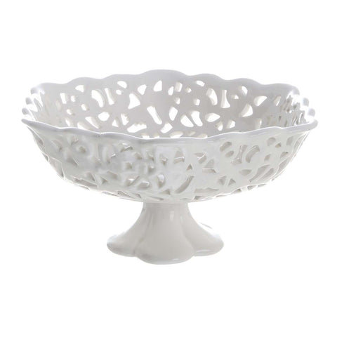 BLANC MARICLO' Centerpiece bowl in ceramic carved with butterflies Ø22x11 cm