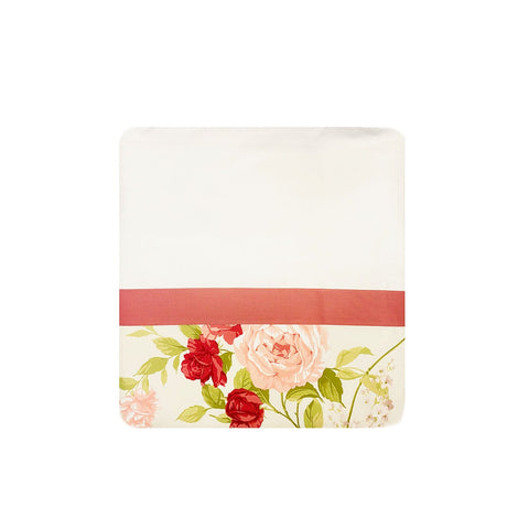 PEARL WHITE White cotton double sheet set with roses 250x290 cm
