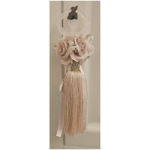 Lena Ballerina pink flowers with tassel and roses h10.5 cm 4 variants (1pc)