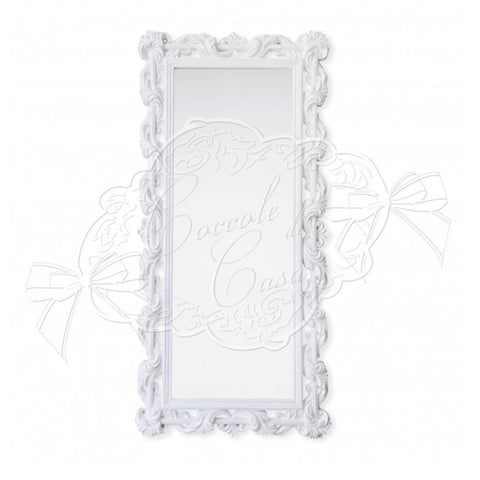 Coccole di Casa Mirror in white pickled polyresin "Country" Shabby 90x10xH192 cm