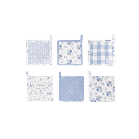 FABRIC CLOUDS CAMILLE light blue square oven pot holder 3 variants 20x20 cm