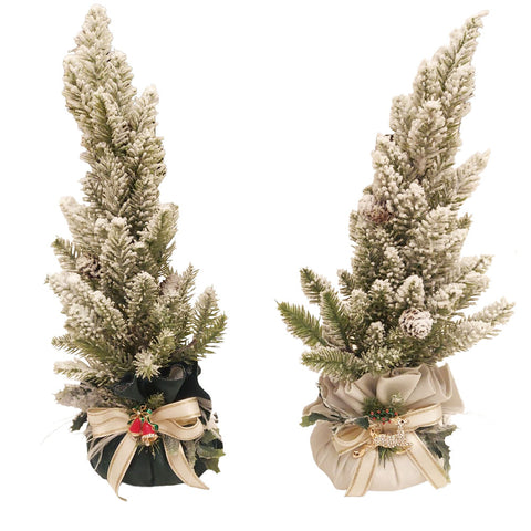 FIORI DI LENA Sacchetto con decoro natalizio alberello con spilla in velluto 2 varianti Ø12 H30 cm