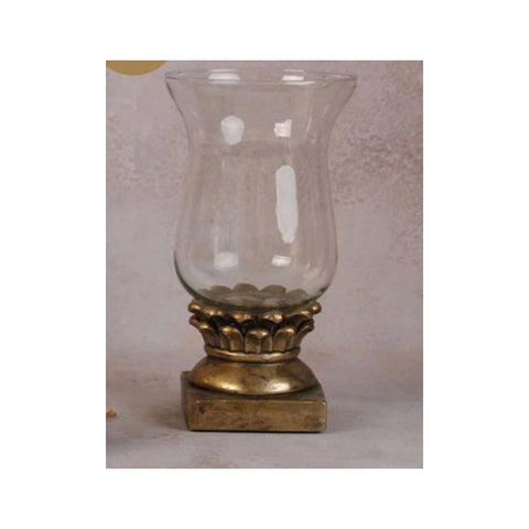 Fiori di Lena Chandelier bougeoir doré avec verre en résine 23x18 cm