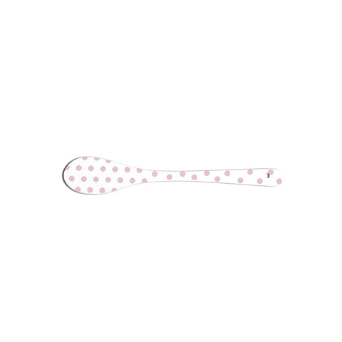 ISABELLE ROSE Fine white bone china spoon with pink polka dots 13.5 cm