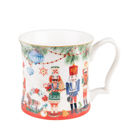CLAYRE &amp; EEF Mug Christmas porcelain cup with red nutcracker 414 ml 13x9x9 cm