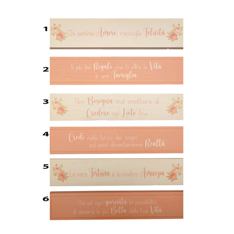 TISSU NUAGES Tags avec aimant ANNETTE 6 phrases différentes rose 20x4x0,9 cm