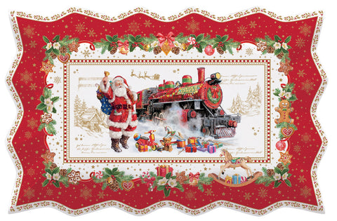 EASY LIFE Piatto da portata con Babbo Natale in porcellana 35x23 cm