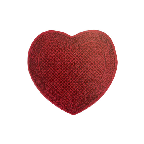 BLANC MARICLO' Set 2 bordeaux heart velvet placemats 40X42 cm