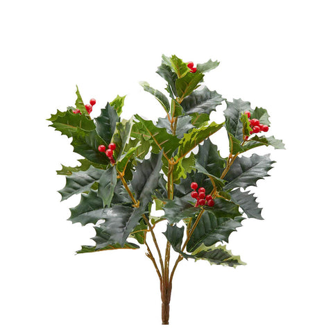 EDG Holly Christmas decoration branch with leaves and red berries h 36 cm