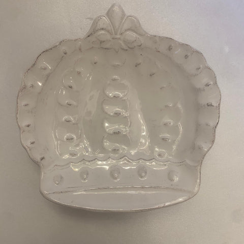 VIRGINIA CASA Svuota tasche a forma di corona in ceramica bianca 14x19 cm