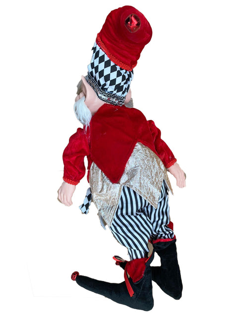 VETUR Decorazione natalizia Elfo di Babbo Natale in tessuto a rombi e righe 65cm