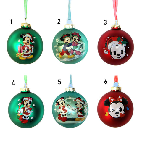 Kurt S. Adler Mickey and Minnie Christmas tree bauble in glass 6 variants