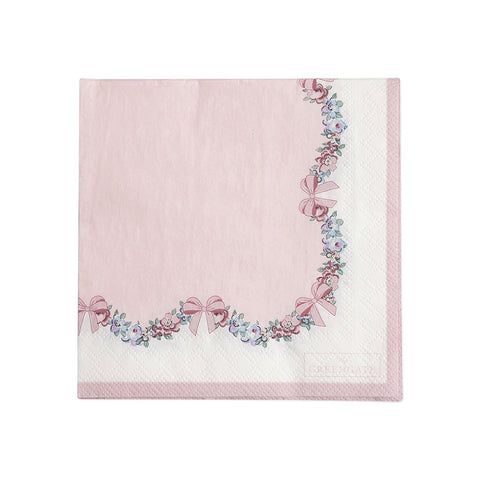 GREENGATE Set of 20 MAYA paper napkins with pink paper flowers 25x25 cm