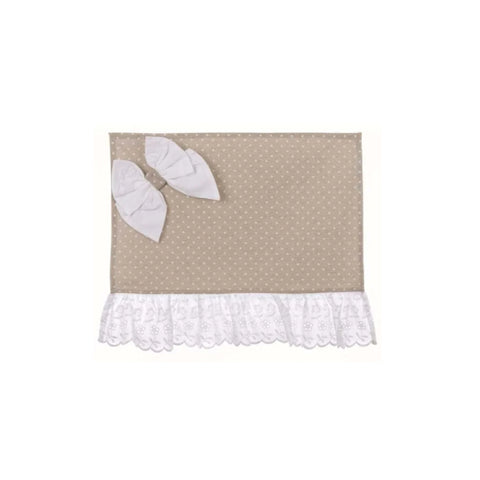 BLANC MARICLO' Set 2 dove gray placemats with polka dots and broderie anglaise 35x45 cm