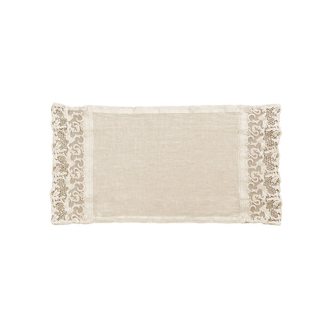 PURE ART Rectangular linen placemat with lace and butter tulle 40x50 cm
