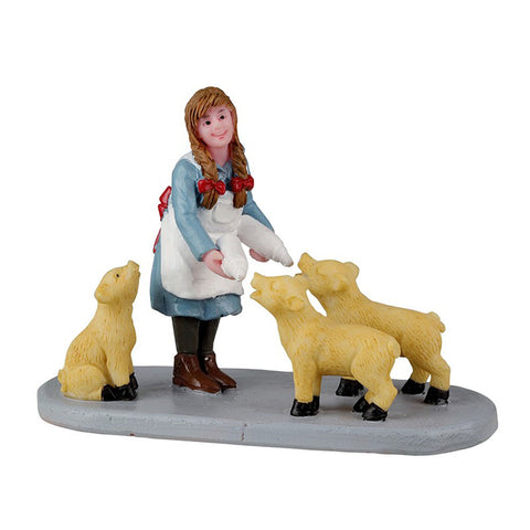 LEMAX Character Girl with piglets "Lunchtime For Piglets" for your Christmas village