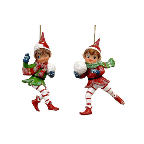 VETUR Decorazioni natalizie elfi in poliresina 13 cm per albero di natale 2 varianti