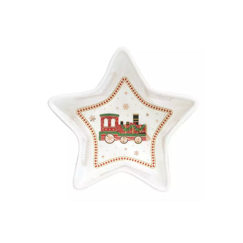 EASY LIFE Ciotolina a stella in porcellana “POLAR EXPRESS” con trenino natalizio Ø15 h5 cm