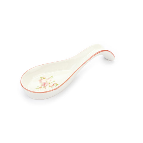 FABRIC CLOUDS Porcelain spoon rest ANNETTE pink flowers 21x8 cm