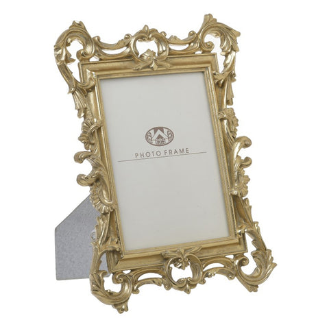 INART Vintage table photo frame with gold polyresin carving 10x15 cm