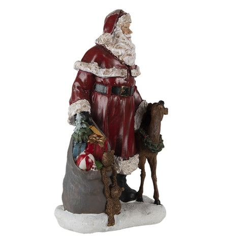CLAYRE E EEF Décoration de Noël Père Noël avec cerf effet bois 17x13x29 cm