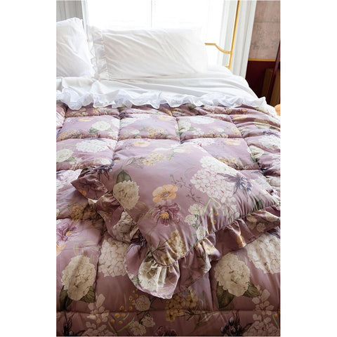 L'Atelier 17 Single quilt with hydrangeas and Shabby flounce "Grace" 180x260cm