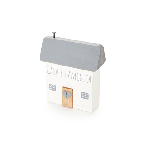 Cloth Clouds Wooden house with Shabby phrase 10X4X12 cm