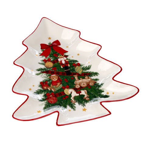GOODWILL Assiette en forme de sapin de Noël en céramique