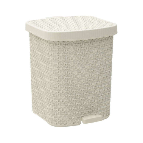 INART Rectangular waste bin with pedal 8lt beige 21x23x28 cm