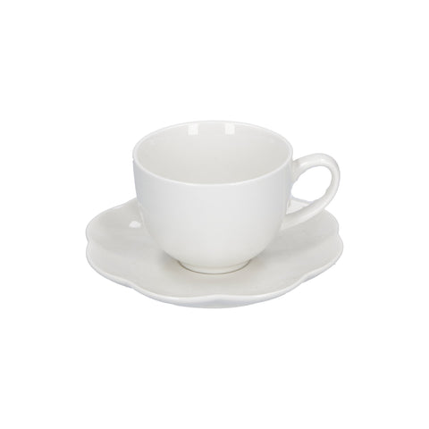 WHITE PORCELAIN Set of 6 VILLE DEI FIORI tea cups with saucer P000200016