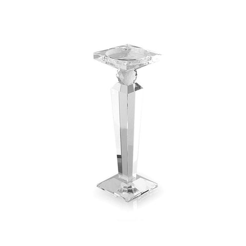 HERVIT Portacandela in cristallo trasparente obelisco e confezione regalo h36 cm