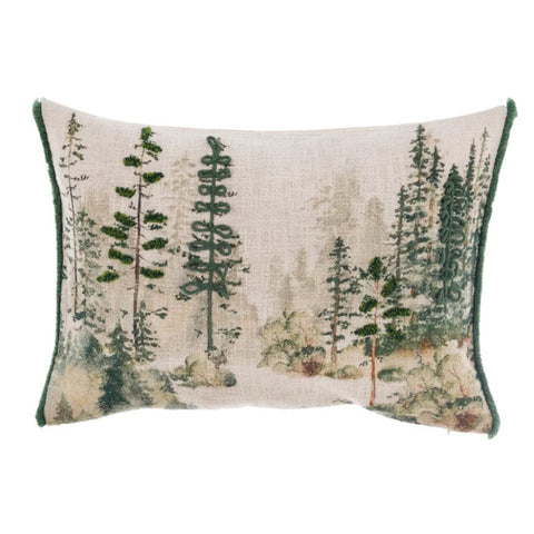 Blanc Mariclò Ecru cotton Christmas cushion with "The Queens" print 35x50 cm