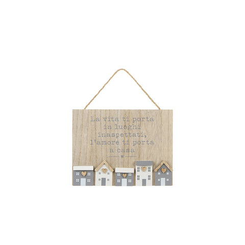 NUVOLE DI STOFFA Targhetta house con frase e cuori in legno da appendere Shabby Chic My Home