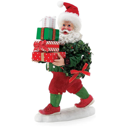 Department 56 Possible Dreams Resin Santa Claus with garland and parcels