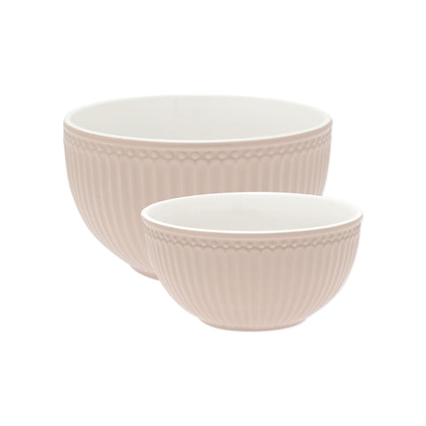 GREENGATE Set 2 serving bowls ALICE corrugated cream porcelain 2 sizes