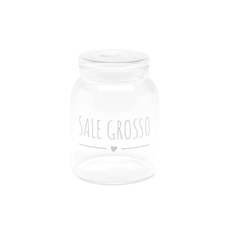 CLOUDS OF FABRIC Coarse SALT transparent borosilicate glass jar 11,5x14 cm
