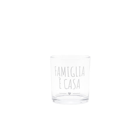 FABRIC CLOUDS Set of 6 glasses FAMILY IS HOME glass with phrase 300ml 8x9cm