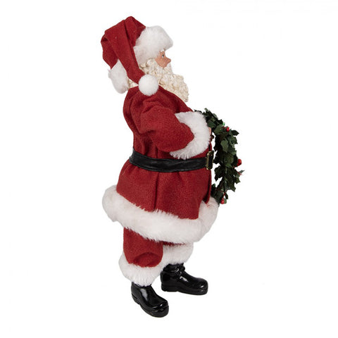 Clayre & Eef Statuina natalizia Babbo Natale con ghirlanda 16x8xh28cm