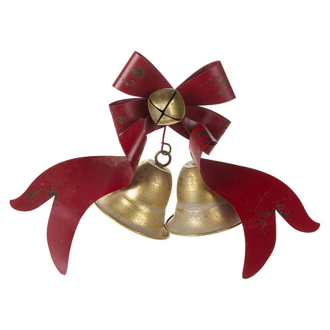 Clouds of Cloth Fuoriporta Christmas bow with metal bells