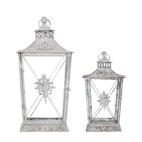 Blanc Mariclò Wall / wall candle holder lantern with glass and lily in antique white metal, Vintage Shabby Chic ELEUSI COLLECTION 2 variants