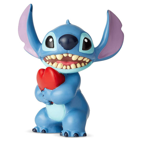 Disney Statuina Mini Stitch con cuore "Lilo & Stitch" in resina 6x8,9xh6,4 cm