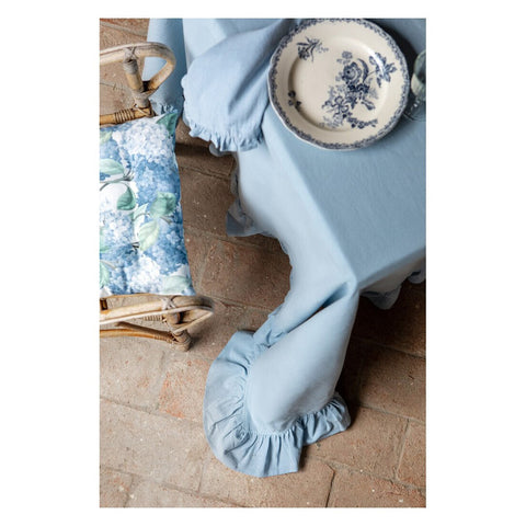 Blanc Mariclò Nappe en coton bleu avec gala Shabby "Frill" 180x240 cm